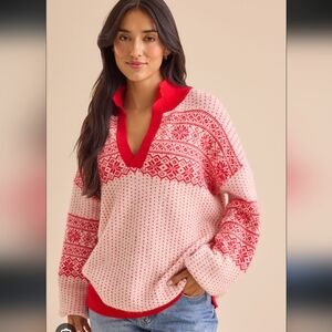 Altar'd State Pink and Red Knit Sweater